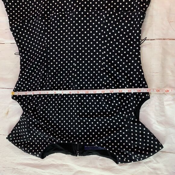 AK Anne Klein Dress Polka Dot A-line Fit-and-Flare Black 8 M Elastic Belt zipper - Picture 16 of 16